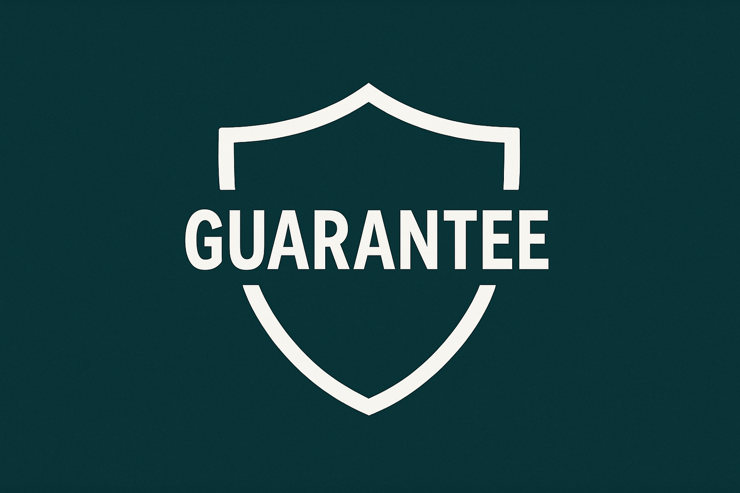 HACEME UN BANNER CON FONDO VERDE AZULADO OSCURO QUE CONTENGA EN EL MEDIO UN ICONO DEL ESCUDO DE GARANTIA EN COLOR BLANCO